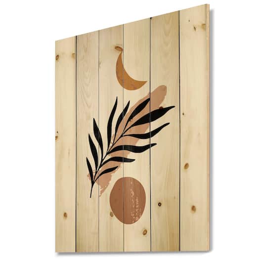 Designart - Abstact Minimal Sun, Moon & Tropical Palm Leaf I